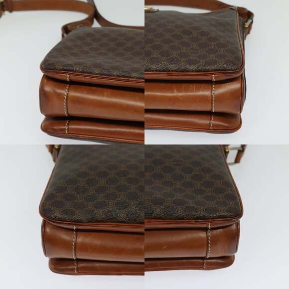 CELINE Macadam Canvas Shoulder Bag Pvc Leather Brown Gold - Picture 10 of 12